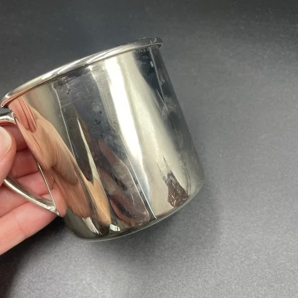 Vintage 1940c Silverplate Baby Cup- Unmarked - EUC- Toddlers Cup Baby Gift 6oz - Picture 14 of 15